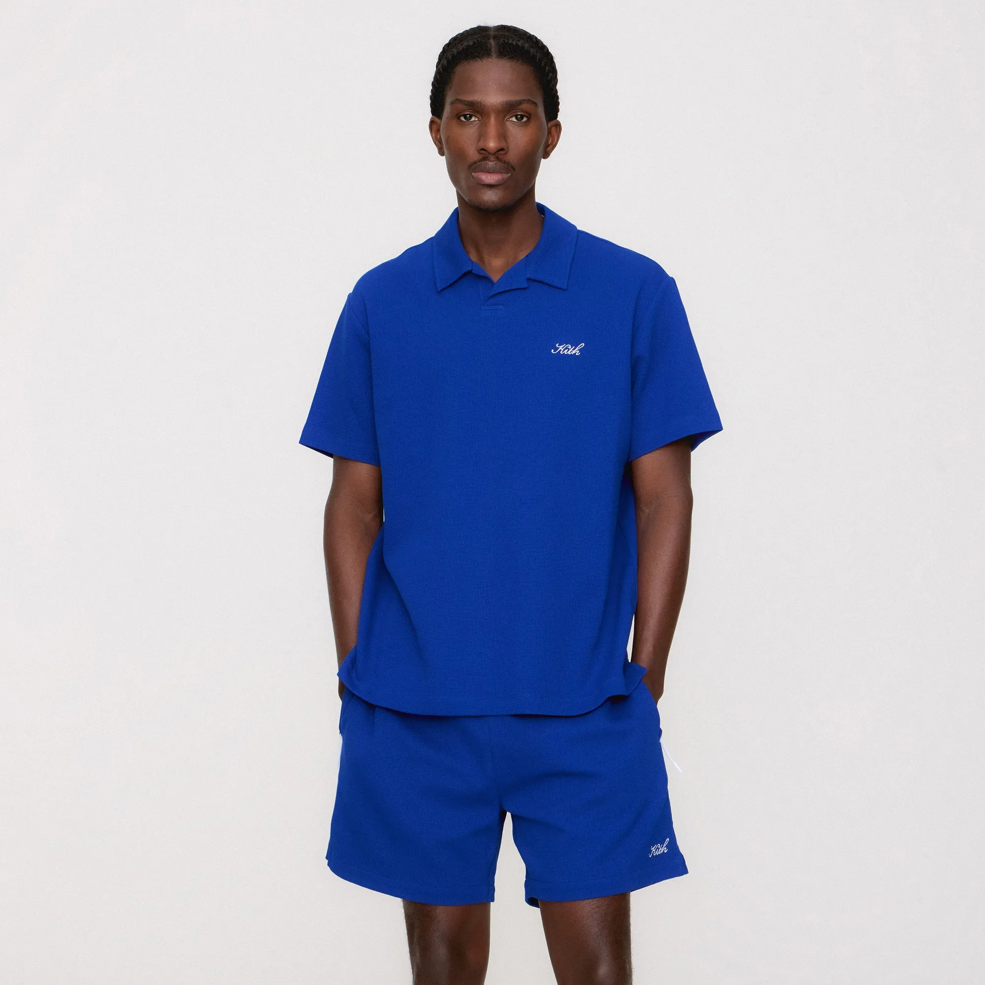 Bamboo Fiber Blend Kith Micro Waffle Drew Polo - Cyclone