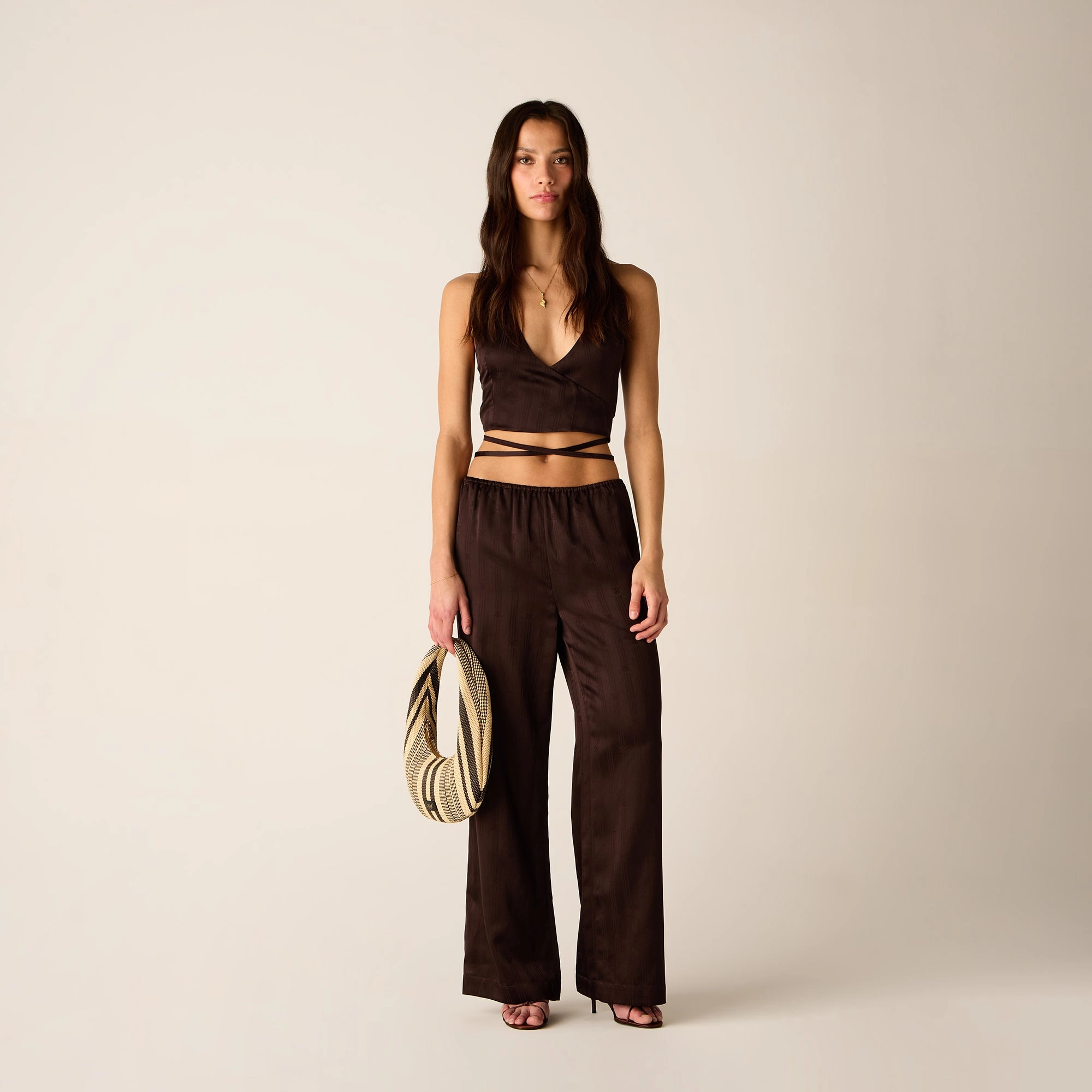 ReinforcedHemline Lightweight Design Kith Women Michi Crest Satin Pant - Incognito