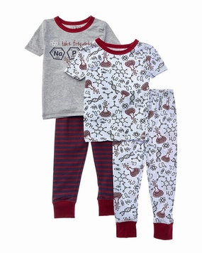Only Boys 4pc Squad Snug Fit Pajama Set Wrinkle Resistant Finish