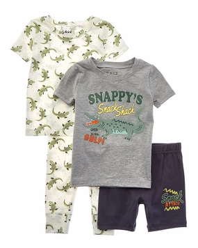 Microfiber Material Only Boys 4pc Summer Fun Snug Fit Pajama Set