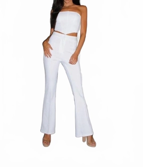 Opulence Flare Pantset In White AllDay Comfort Low Maintenance Care