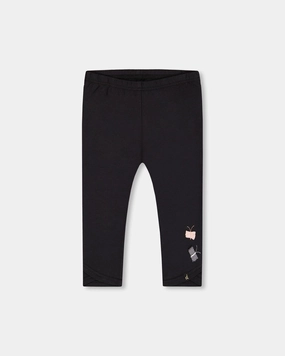 Core Comfort Casual Wear Organic Cotton Capri Legging Black And Small Flower