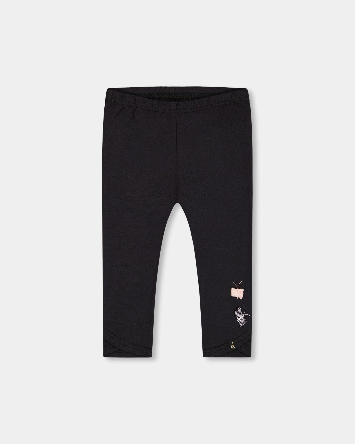 Urban Utility FunctionalZipper Organic Cotton Capri Legging Black And Small Flower