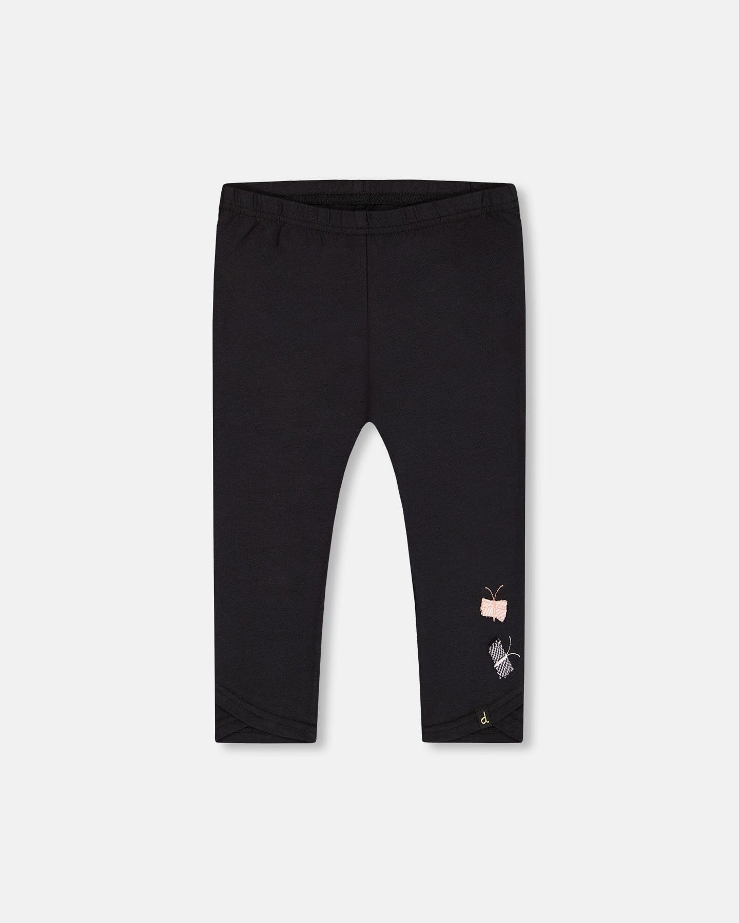 Organic Cotton Capri Legging Black And Small Flower Ventilated Mesh Lining