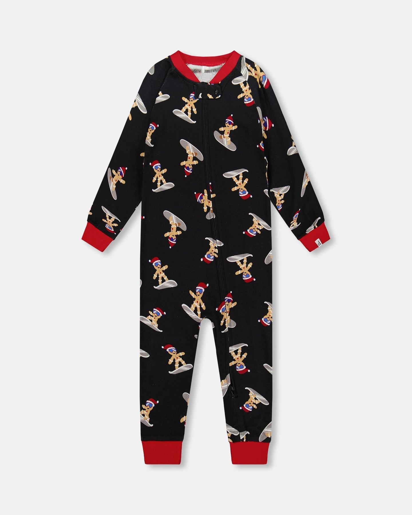 Organic Cotton Interlock One-Piece Pajama Black Cookie Print Tagless Design Temperature Regulating
