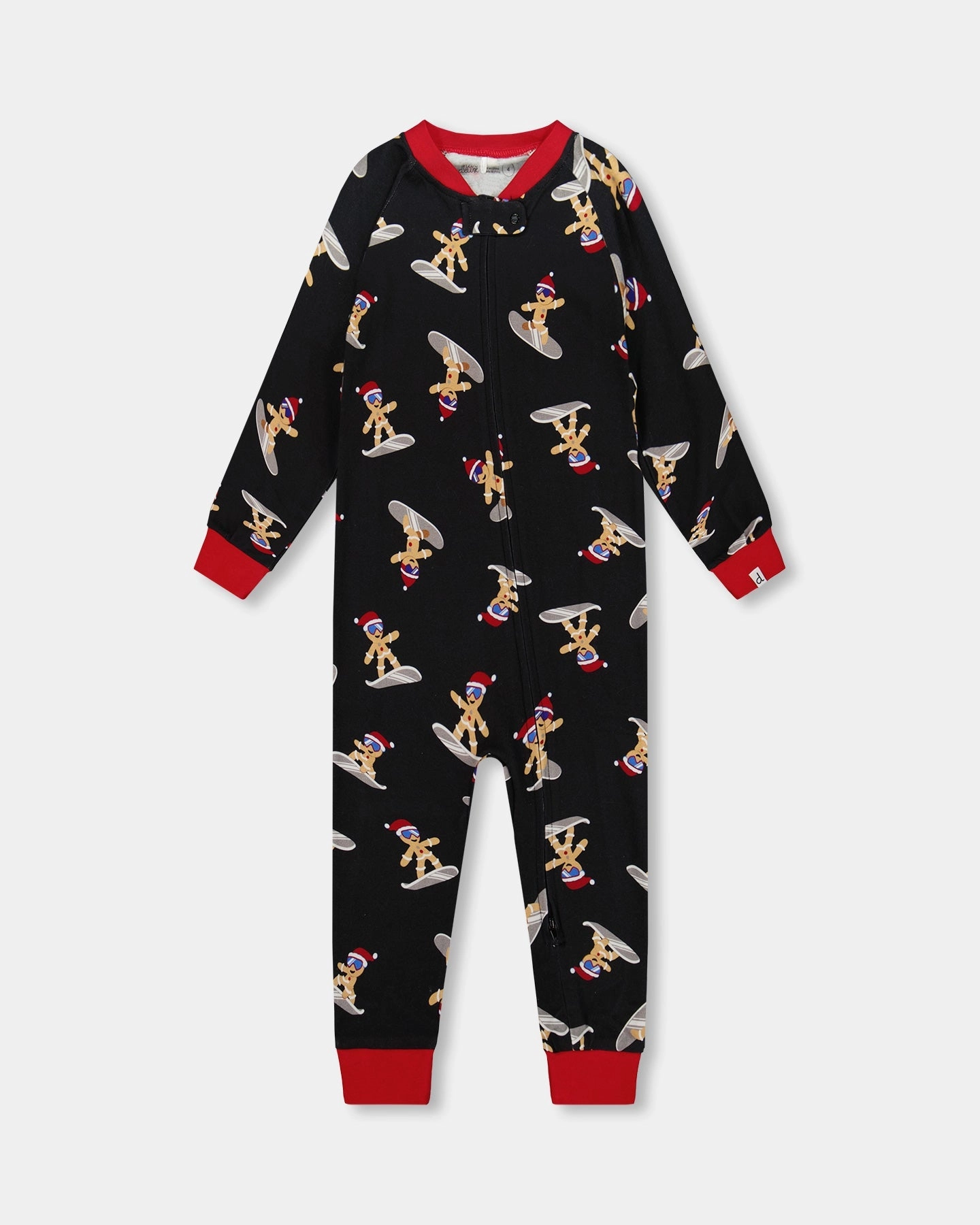 Non Restrictive Silhouette Stretch waistband Organic Cotton Interlock One-Piece Pajama Black Cookie Print