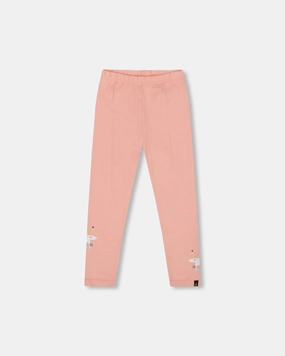 Organic Cotton Leggings Dusty Pink with Unicorn Print Heat Control Versatile Fit