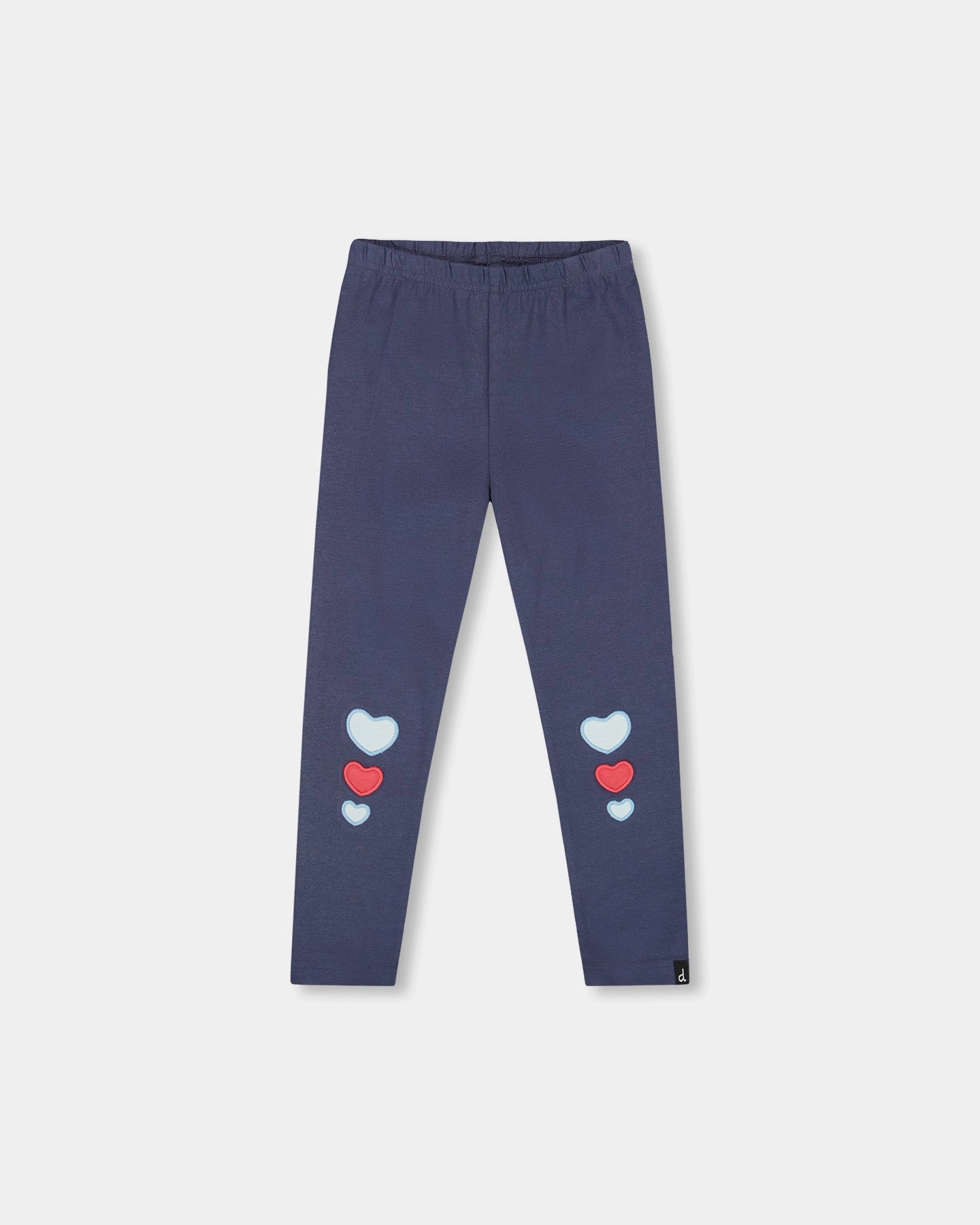 Organic Cotton Leggings Navy Blue with Hearts Comfortable Leg