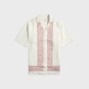 natural fiber Winter Comfort Orlebar Brown Maitan Linen Alchemy Shirt - Dark Ruby