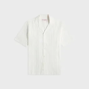Orlebar Brown Maitan Tonal Chenille Stripe Shirt - White Geometric Shape Compact Packing