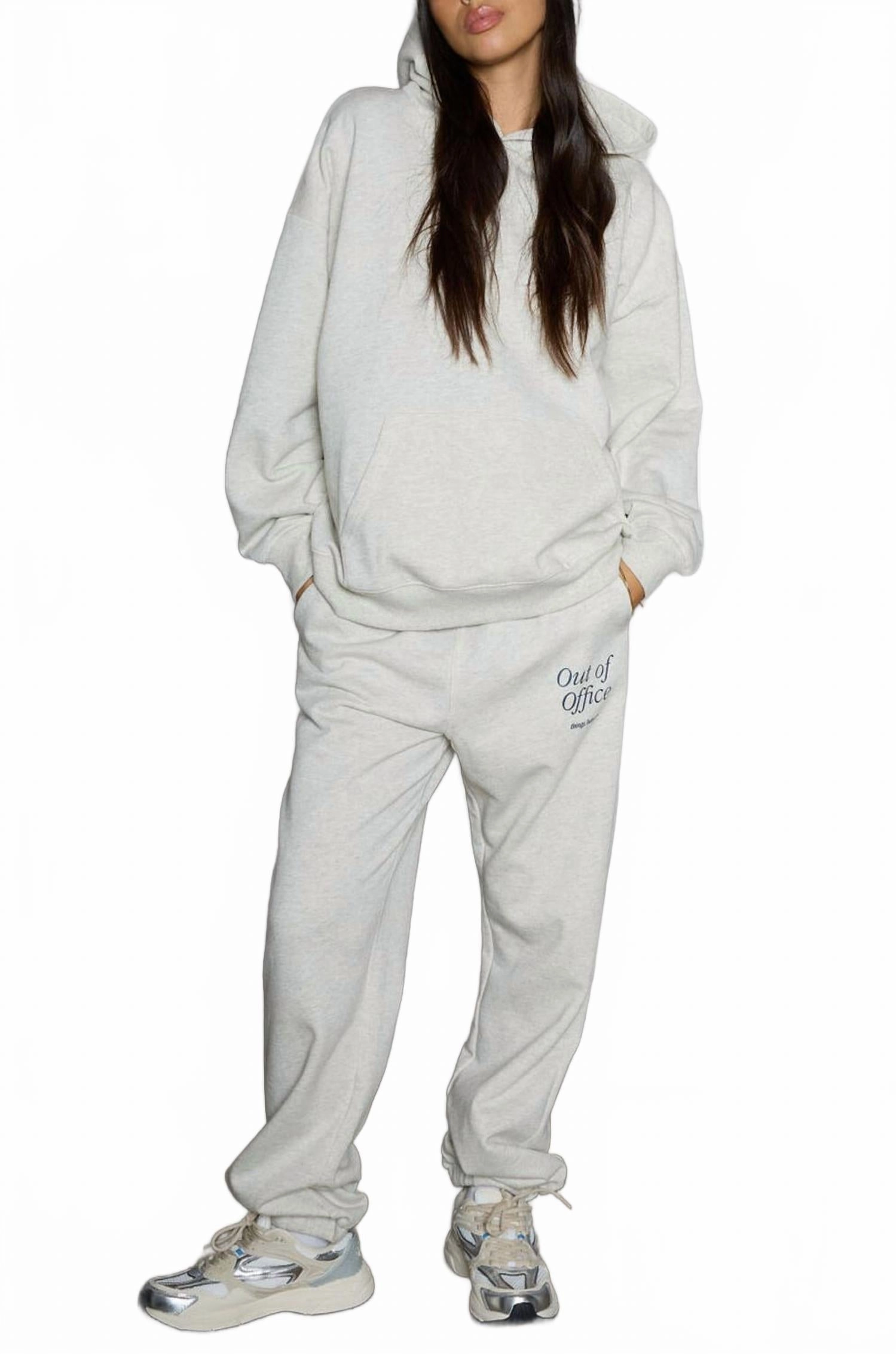 Out Of Office Top And Pant Set In Heather Oat Odor Resistant Tech Drop Shoulder Cut
