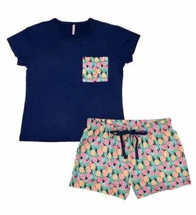 Pajama Lounge Set In T-Shirt Pineapple Soft touch finish