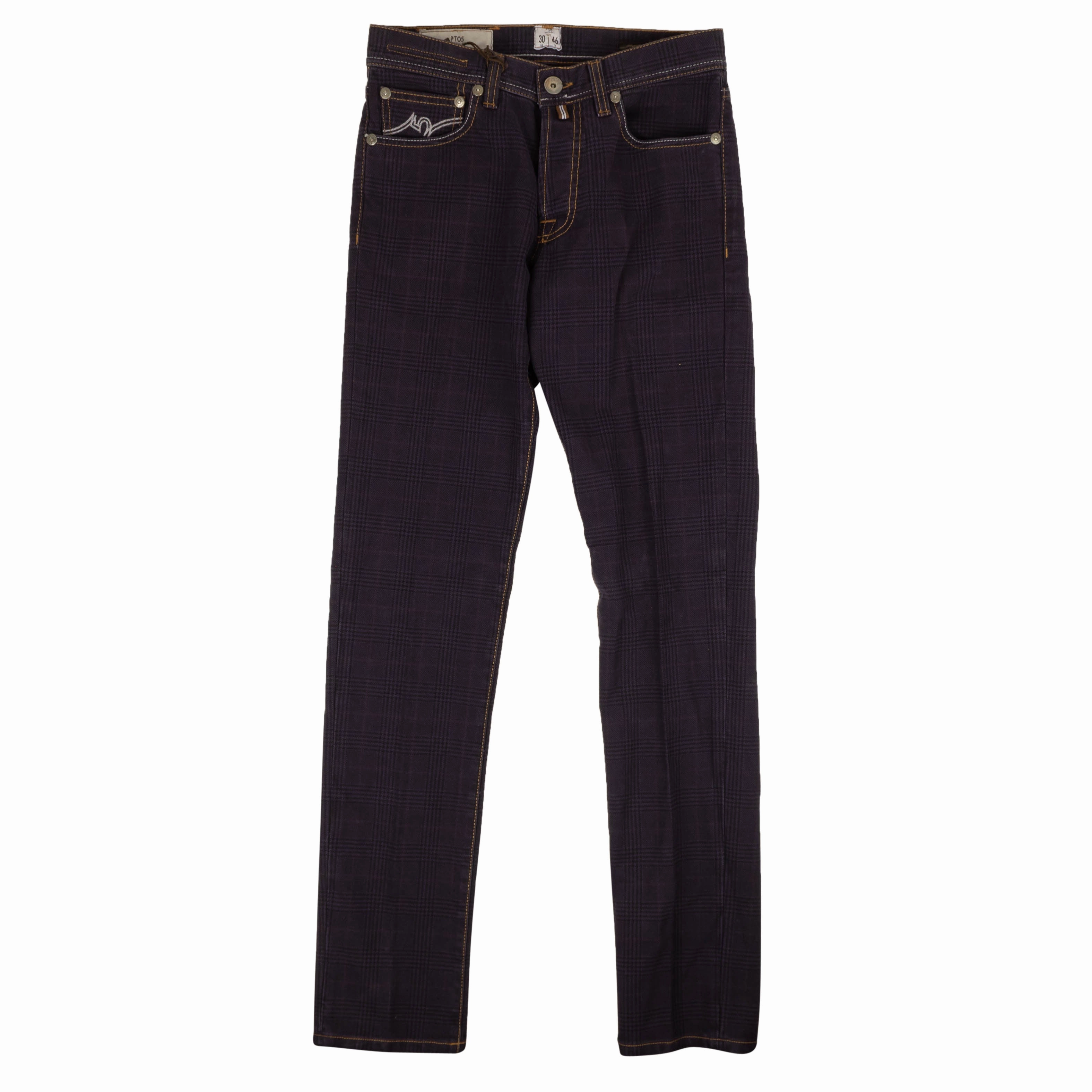 Urban Explorer Evening Stroll Casual Friday High Quality Eco Friendly Pantaloni Torino Plaid Italian Selected Denim Jeans - Purple