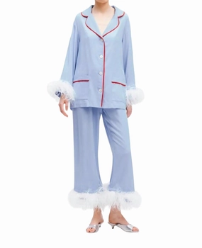 Party Pajama Set With Detachable Feathers In Blue Durable Reinforced Edges