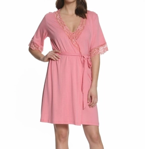 Penelope Short Sleeve Robe In Pink Dust Durable Blends Soft Fabric