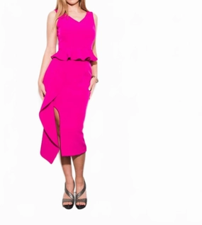 Peplum Cocktail Set In Hot Pink Moisture Control Fabric