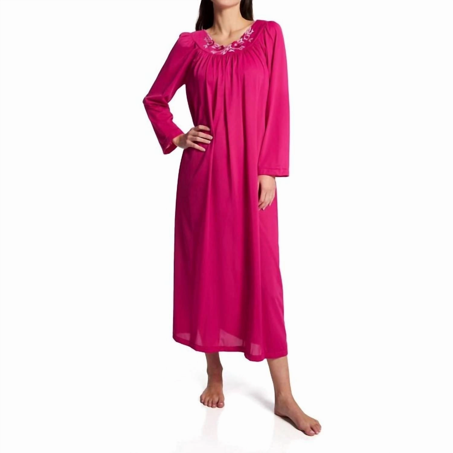 Petals 53 Inch Long Sleeve Gown In Raspberry Flexible Waistband