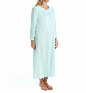 Ultra Soft Feel Petals 53 Inch Long Sleeve Gown In Seafoam