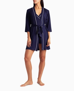 Peached Jersey Three-Piece Sleepwear Set In Peacoat AntiPill Fabric Softened Edges