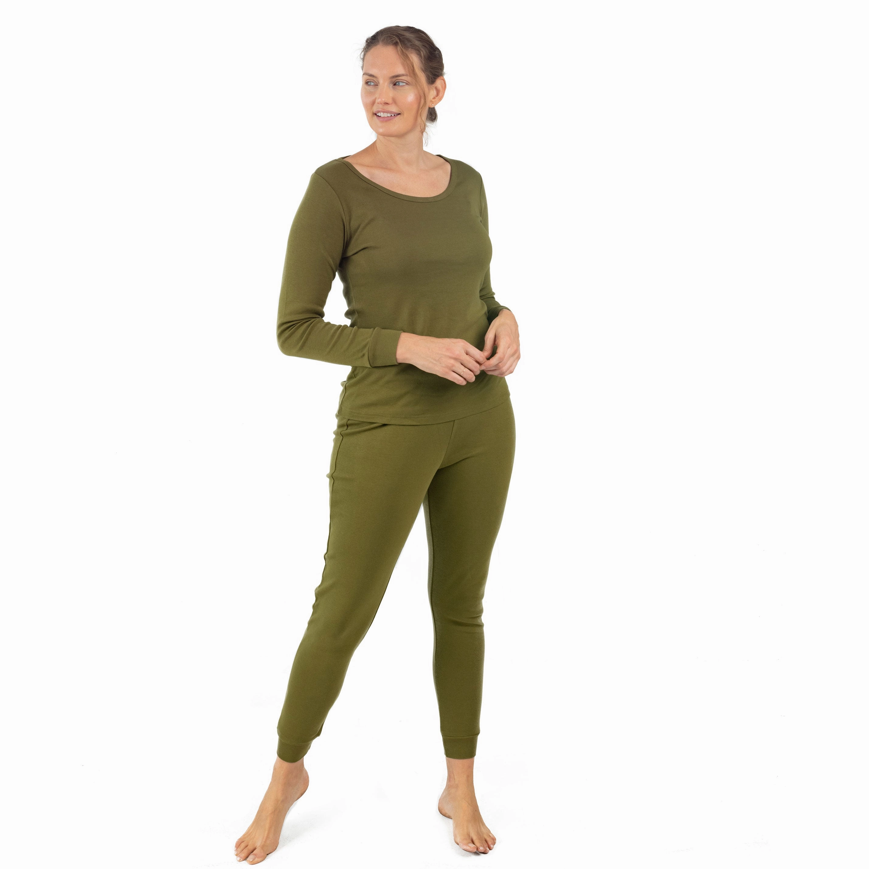 Womens Two Piece Cotton Pajamas Boho Solid Color Double Stitched Seams Reinforced Edges