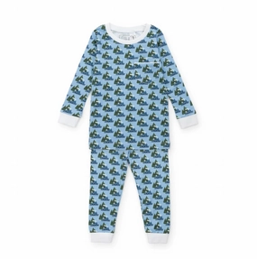 Boy's Bradford Pajama Pant Set In North Pole Express Stretch Knit Material Multi Pocket Design
