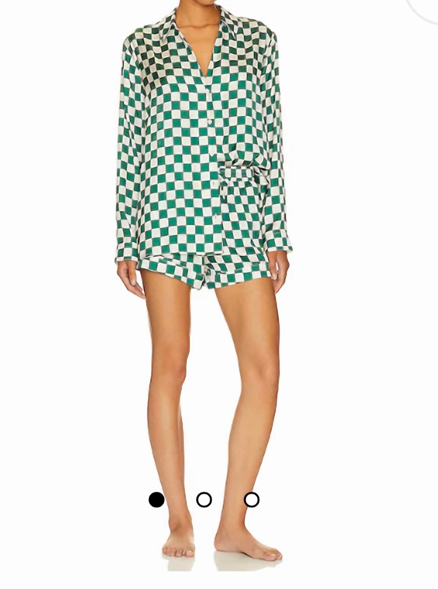 Checkered Early Riser Pj Green Multi Pocket Design Non Chafe Seams