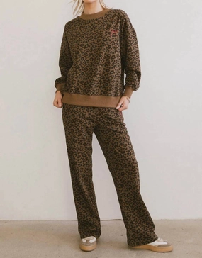 Leopard Sweat Set In Brown/ Black MachineWashable Fabric