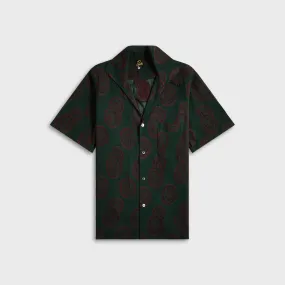 Needles Italian Collar Short Sleeve Shirt - Purple / Green Lightweight Feel