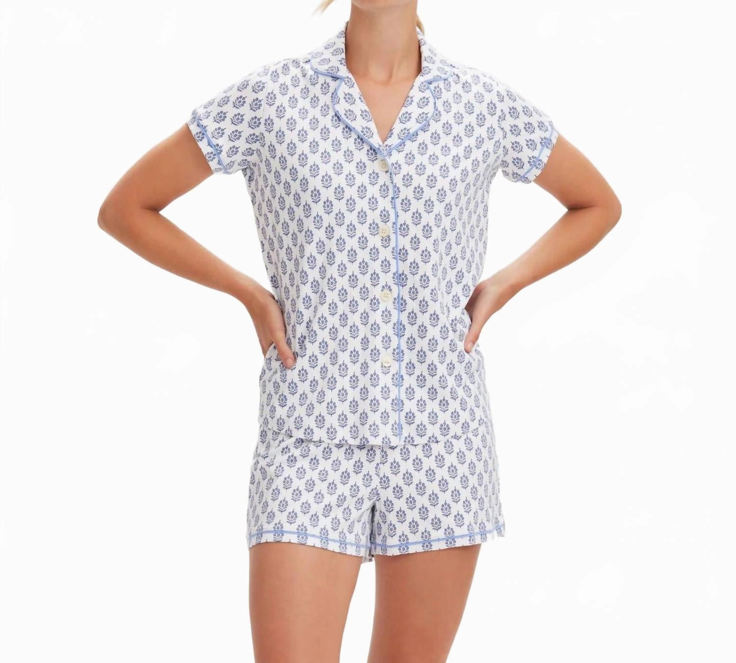 Polo Pajama Set In Tricolor Block Easy Care Fabric Skin Friendly Seams
