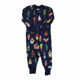 Loose Fit Pre-owned - Fair: Hanna Andersson Unisex Navy Christmas 1-piece Non-footed Pajamas