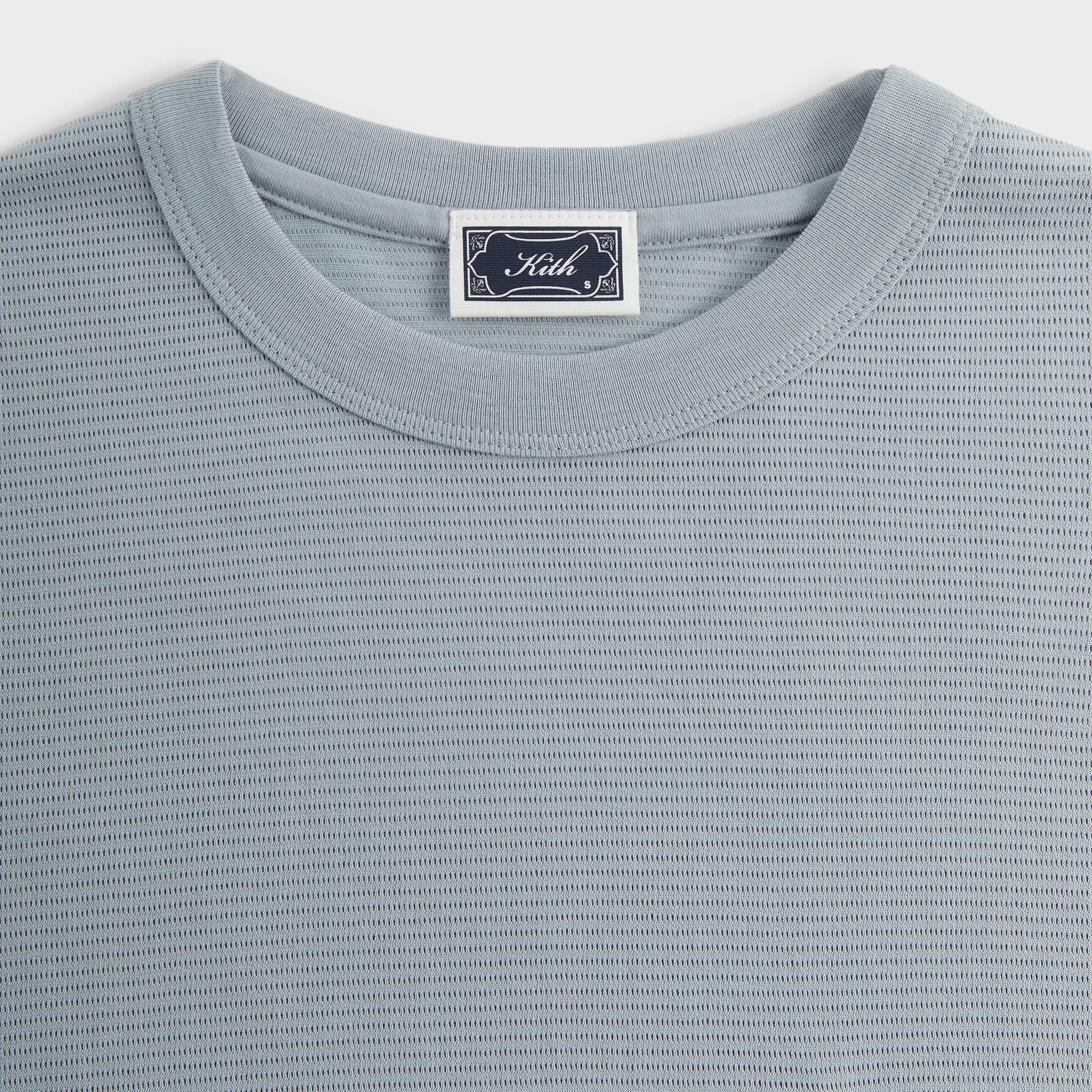 Non Restrictive Silhouette Kith Pointelle Mesh Leonard Pocket Tee - Light Indigo