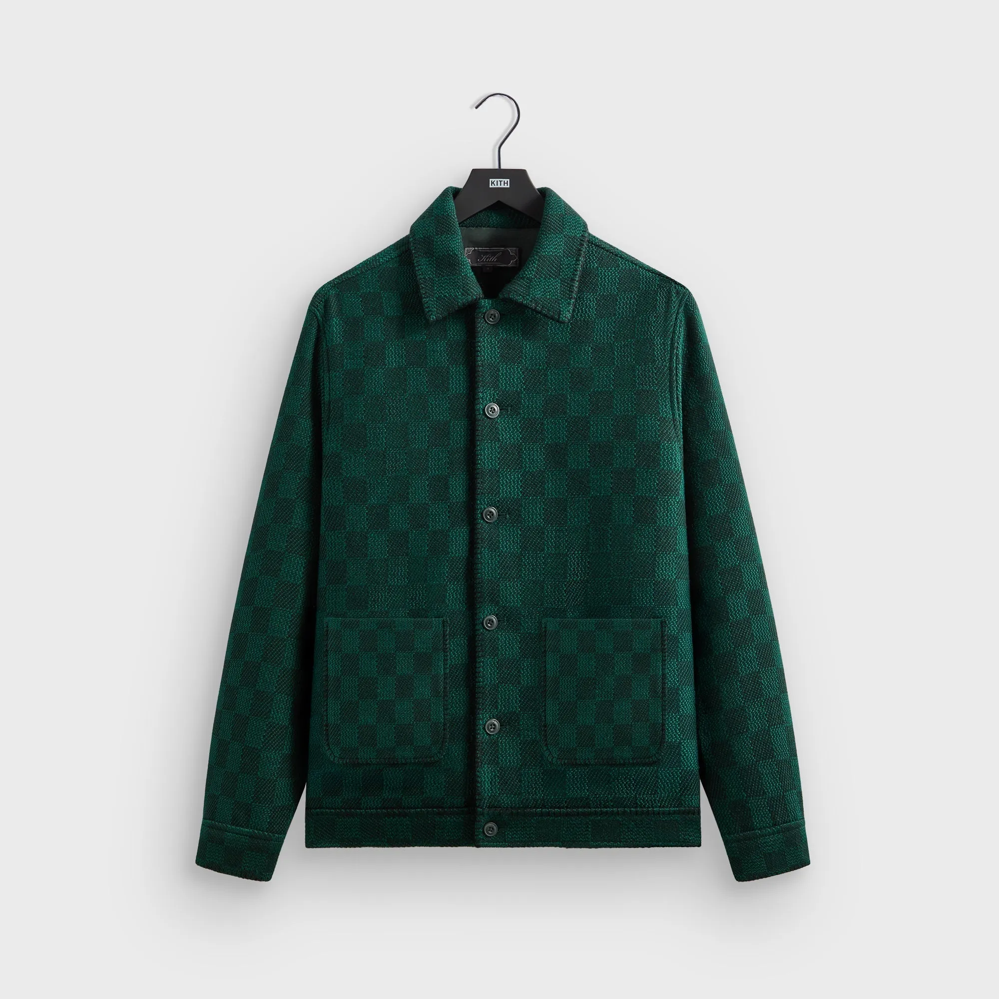 Kith Check Boucle Boxy Collared Overshirt - Ivy Green Seamless construction Anti Pilling Finish
