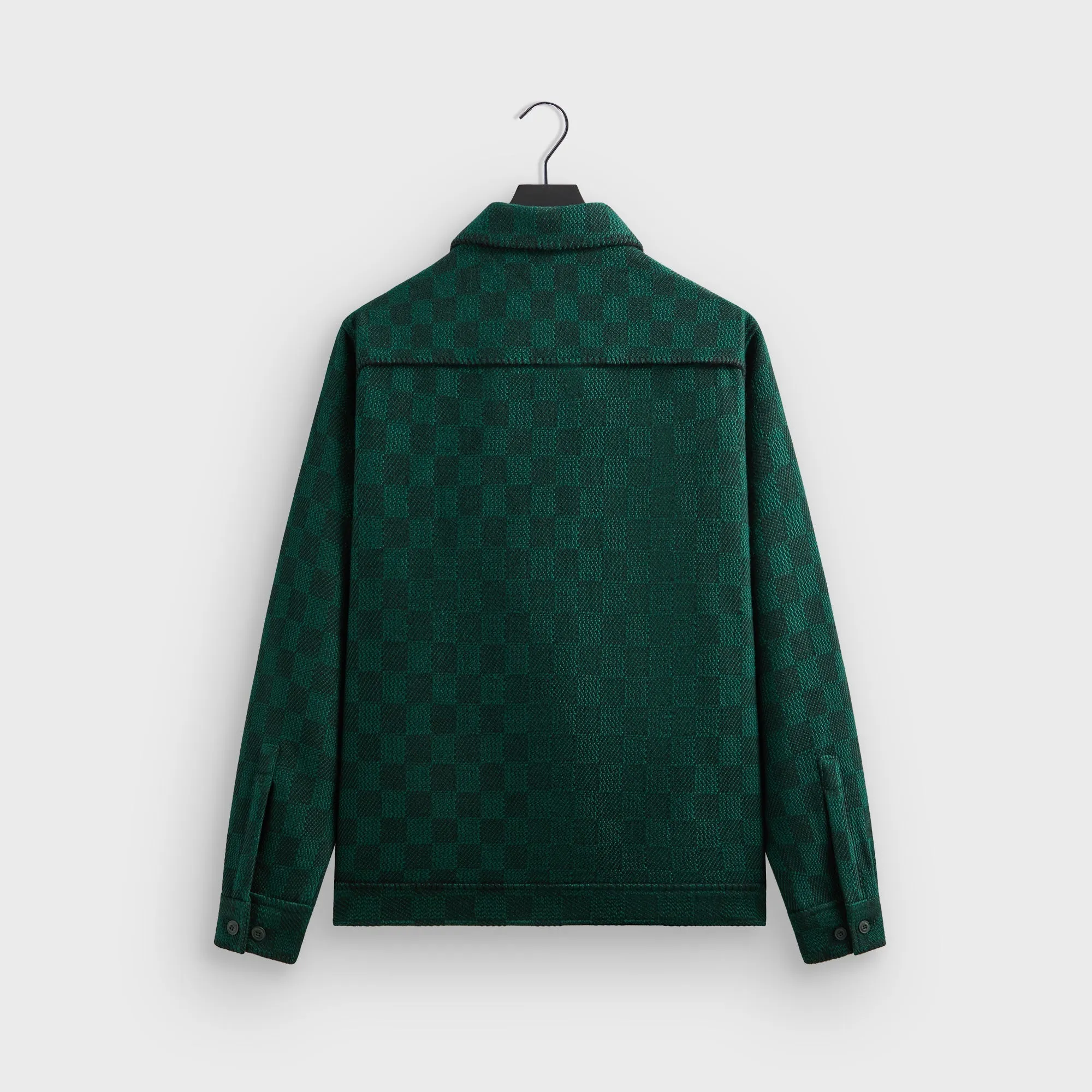 Kith Check Boucle Boxy Collared Overshirt - Ivy Green Eco Friendly Dye Business Meeting