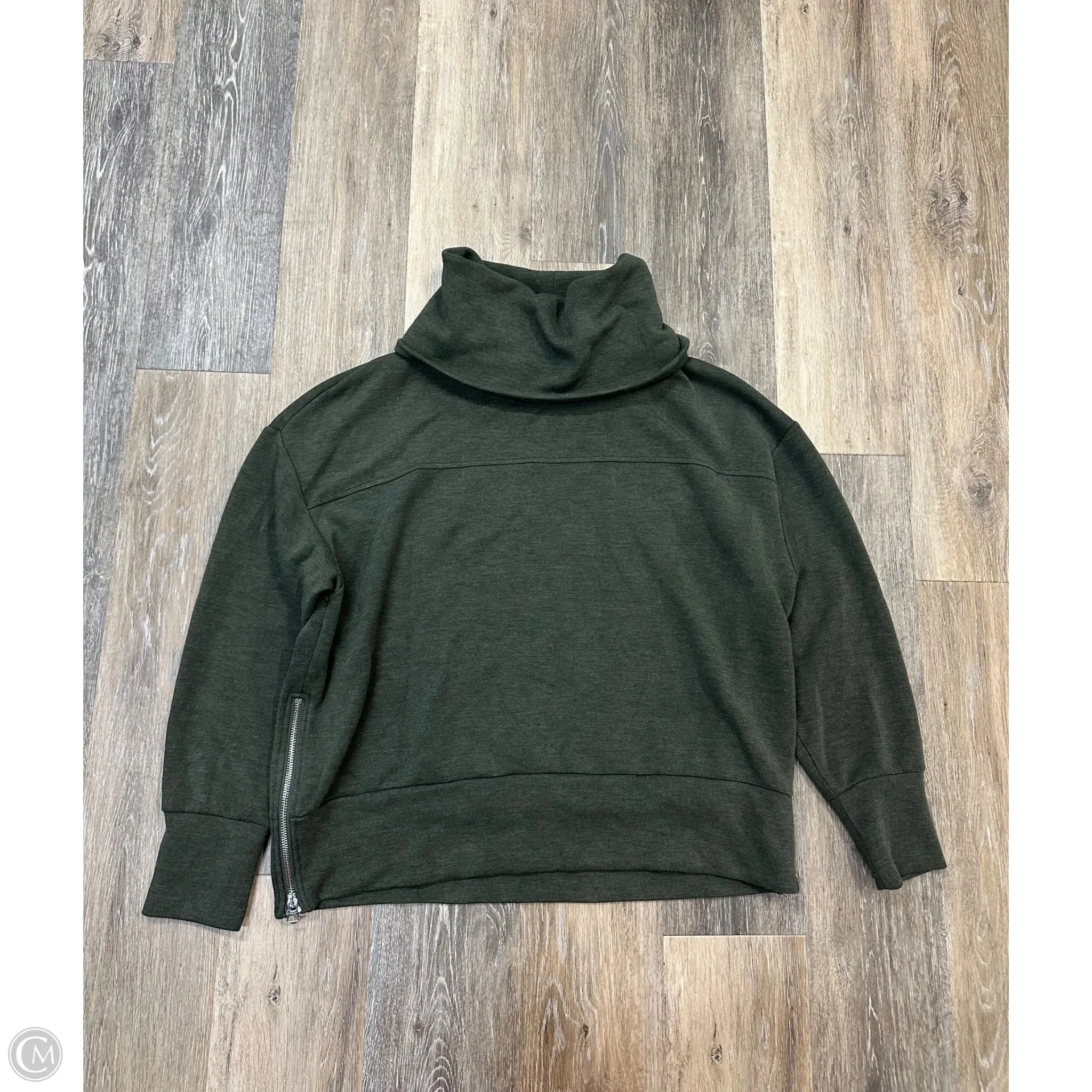 Athletic Sweatshirt Collar By Varley In Green, Size: L Anti Pilling Fabric Drop Shoulder Design