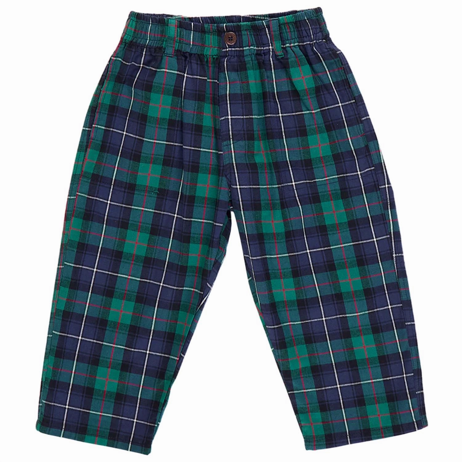 Minimalist Design Boy's Jackson Pant In Green Tartan