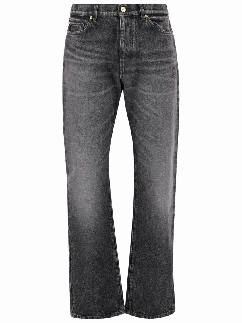 Cotton Denim Jeans With Logo Soft Wash Treatment Family Style Gym Ready Daily Wear