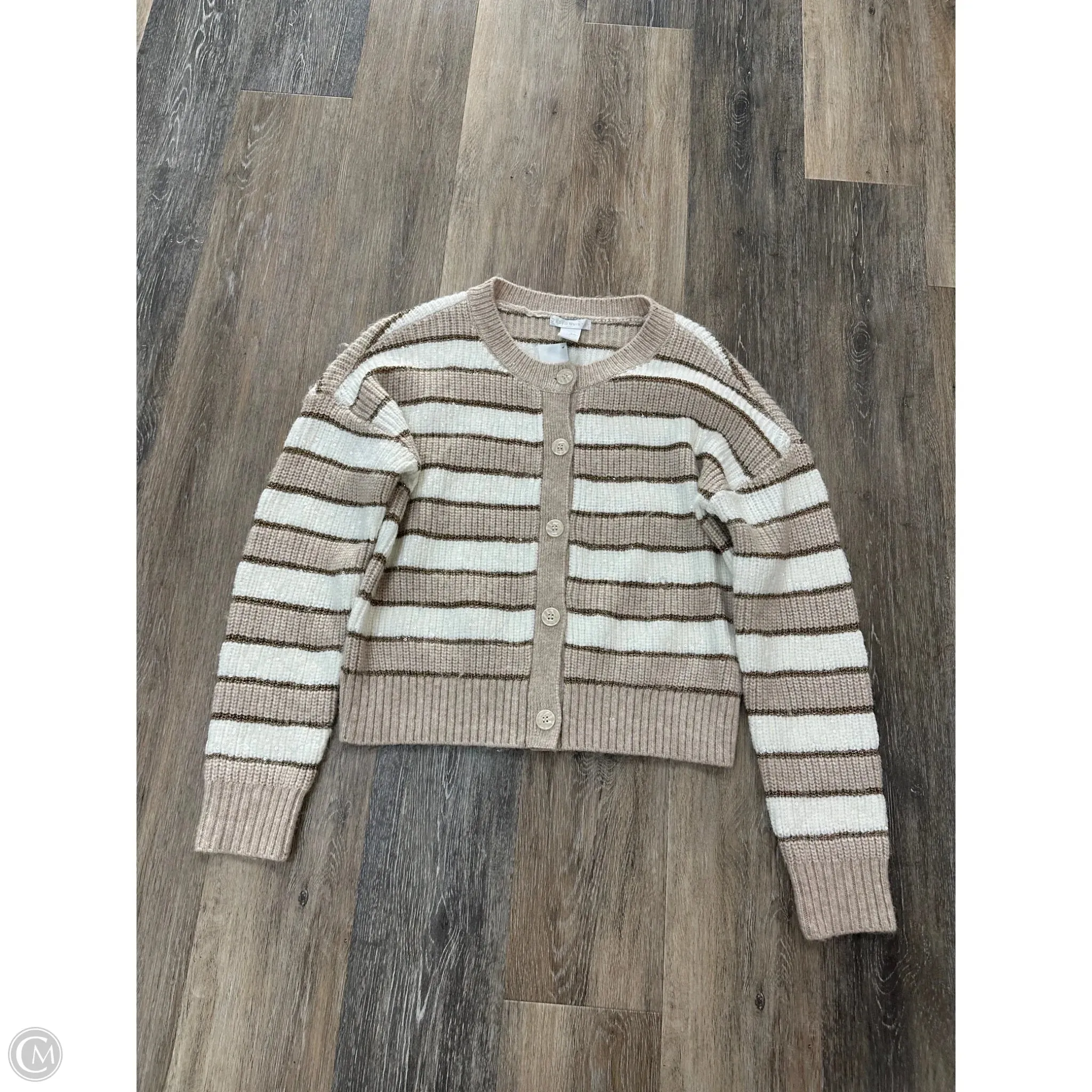 AdaptiveFitFabric Stretchable Neckline Sweater Cardigan By Design History In Tan, Size: S