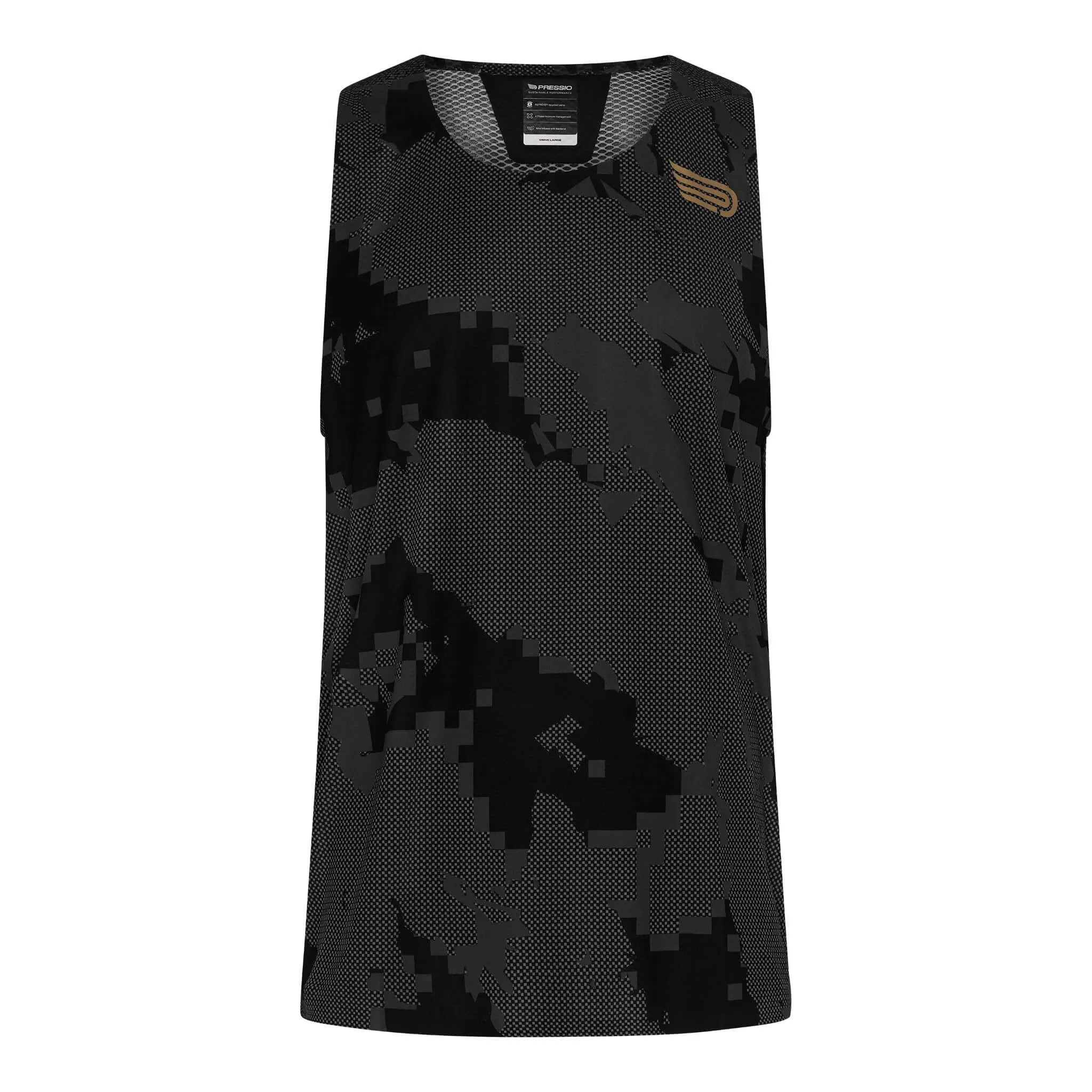 Flatlock stitching Flexible Fit Pressio | Men's Elite Singlet - Camo Black