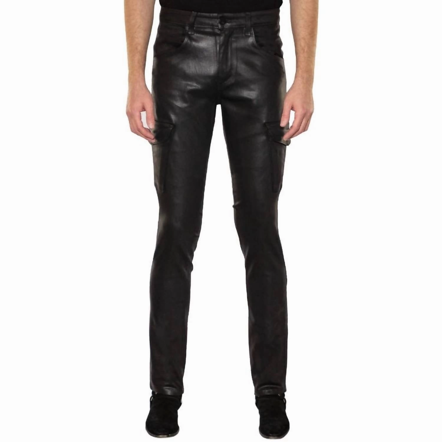 Preston Cargo Jean In Coated Noir Modern Fit