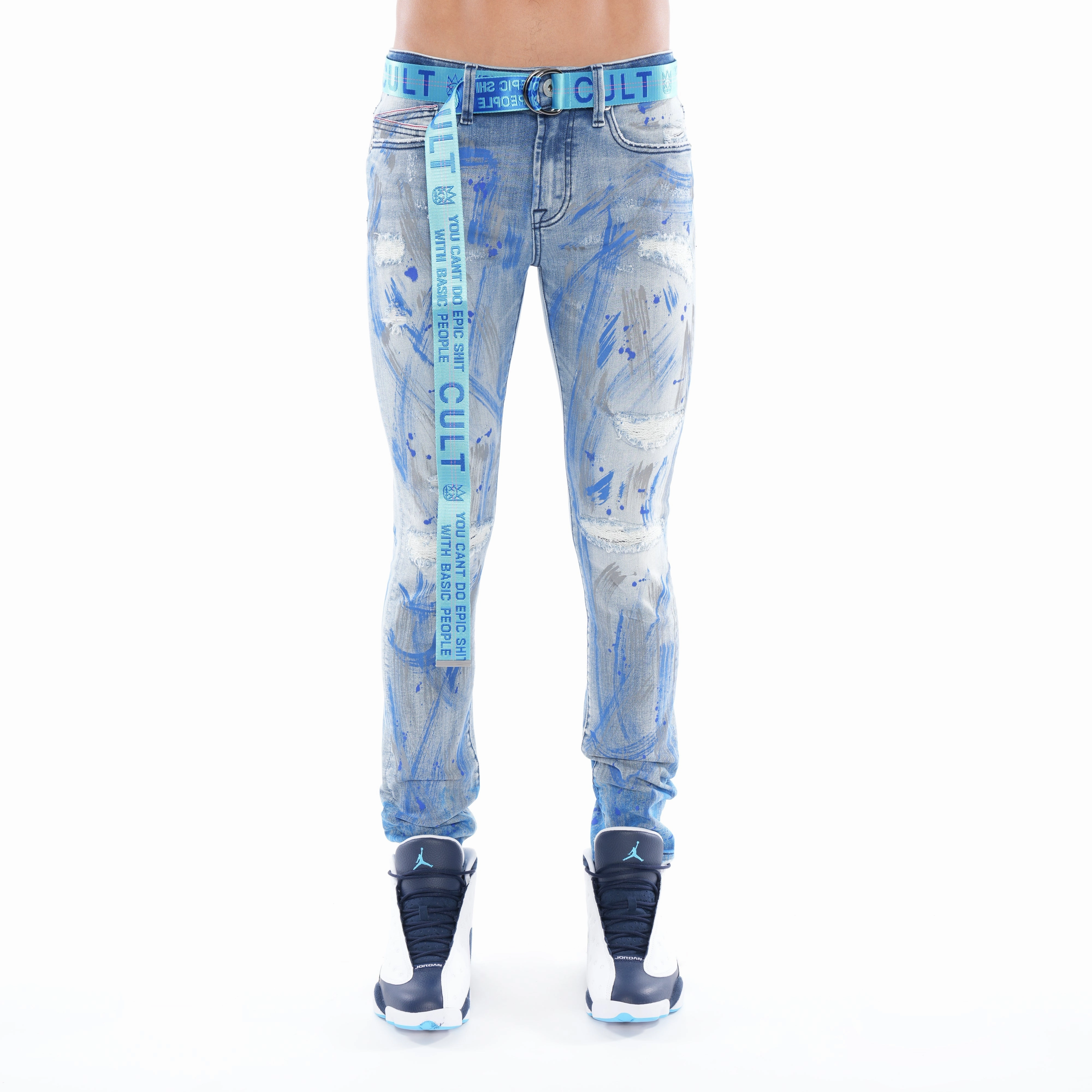 Non Irritating Inner Lining Elegant Adult Fashion PUNK SUPER SKINNY BELTED STRETCH IN SCRATCH