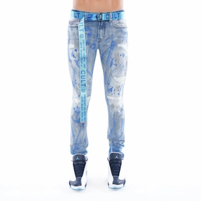 PUNK SUPER SKINNY BELTED STRETCH IN SCRATCH Comfy Touch Flexible Style