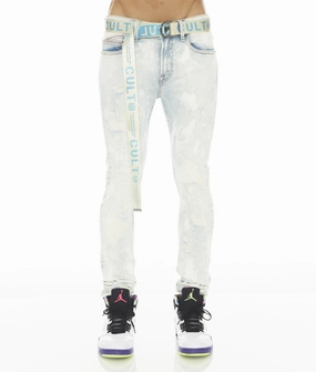 PUNK SUPER SKINNY STRETCH w/ BELT IN SKY Artist Vibe Everyday Rainy Day