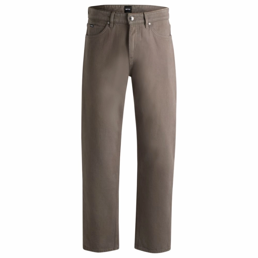 Baggy-fit jeans in beige Italian denim Date Night Casual Friday