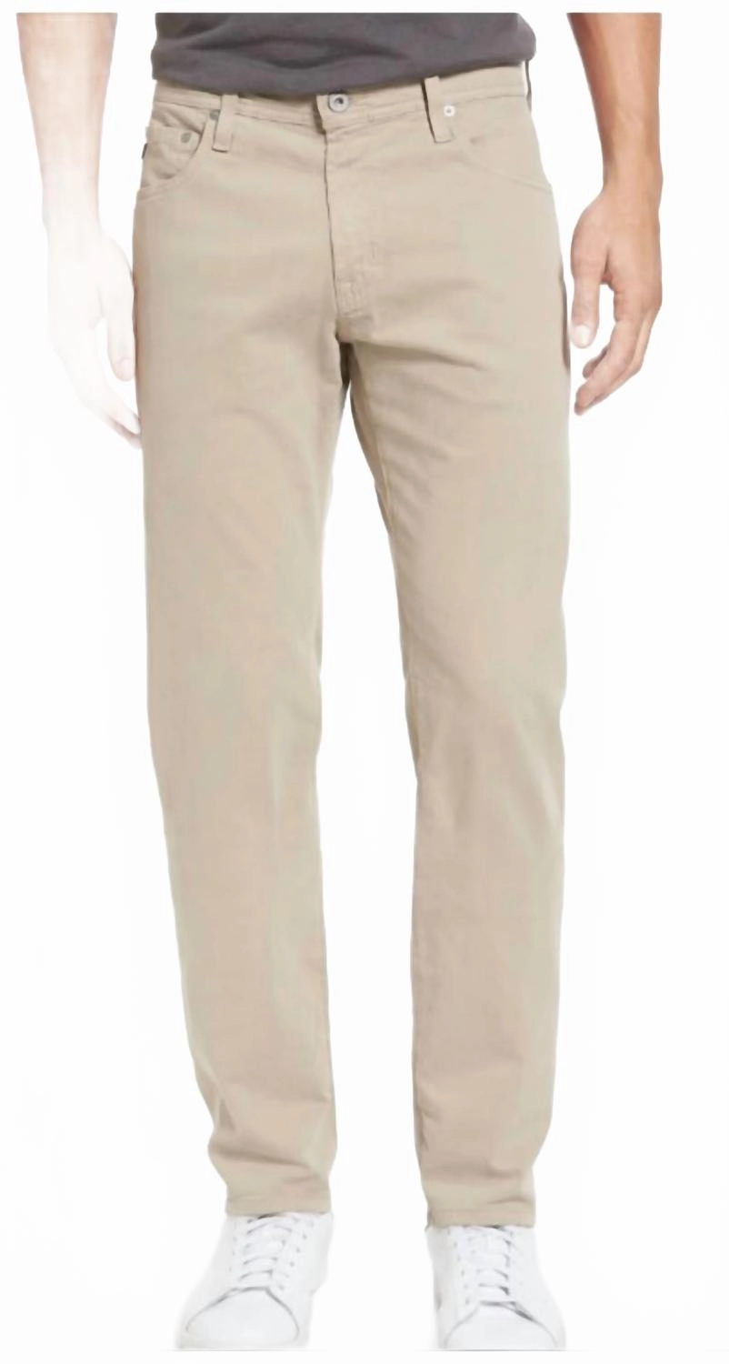 Relaxed Style Outdoor Enthusiast Evening Stroll Sueded Sateen Tellis Slim 34 Length Jeans In Tan