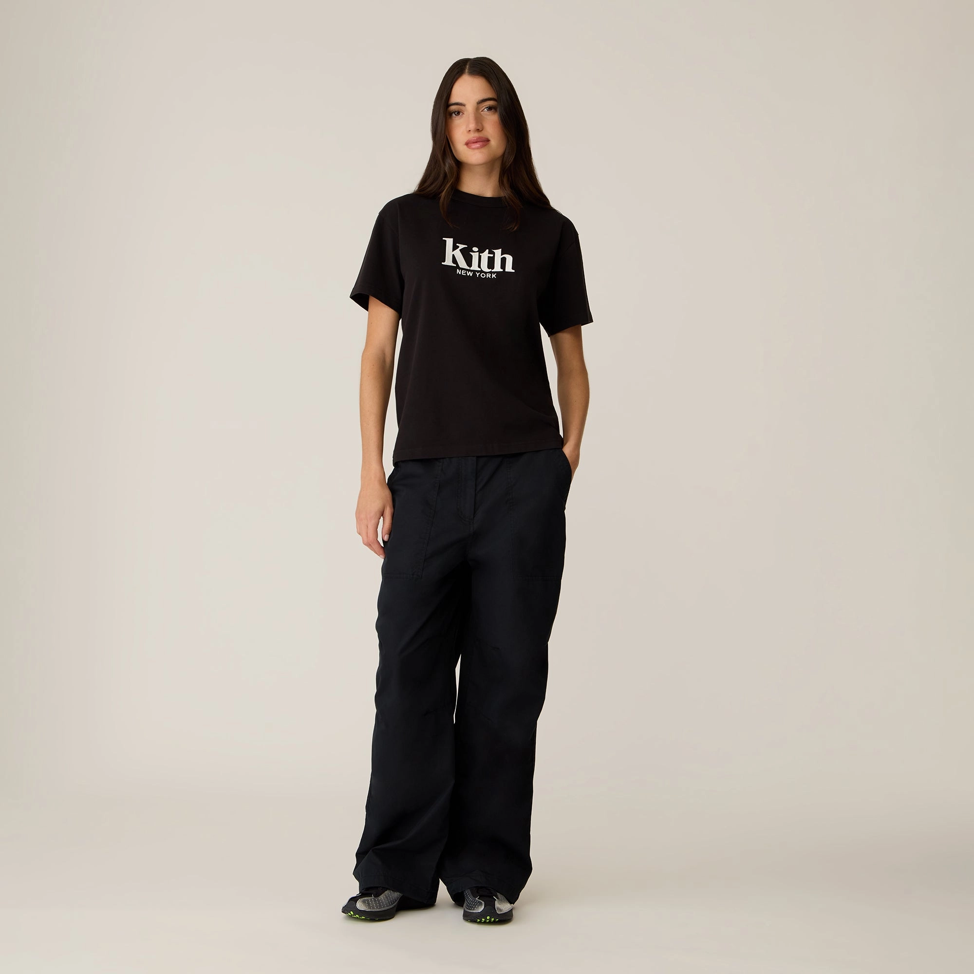 Kith Women Doyers Cotton Nylon Pant - Black Water resistant coating Ultra Soft Blend