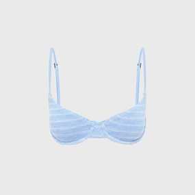 Sand Resistant Outer Layer Bond Eye Gracie Balconette Bikini Top - Powder Blue Stripe