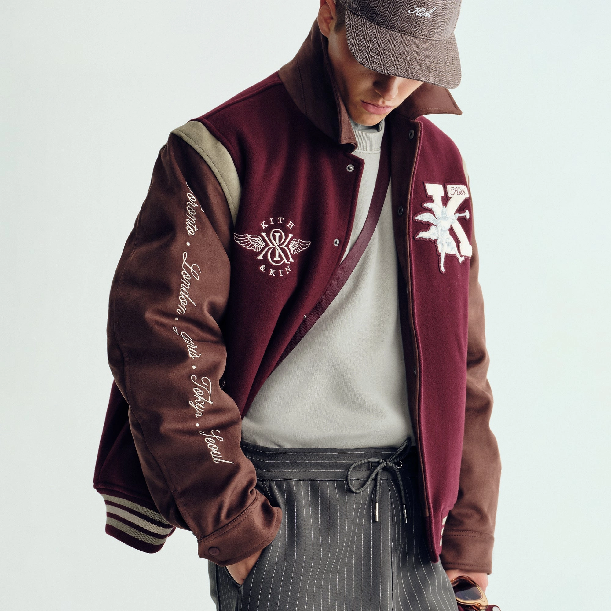 Kith Wool & Microsuede Varsity Jacket - Magma Ski Use Water Resistant