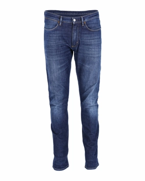 Acne Studios Max Slim Fit Jeans in Dark Blue Cotton Denim Classic Wear Textured