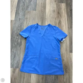 Scrub Top Short Sleeve By Figs In Blue, Size: Xs DroppedShoulder