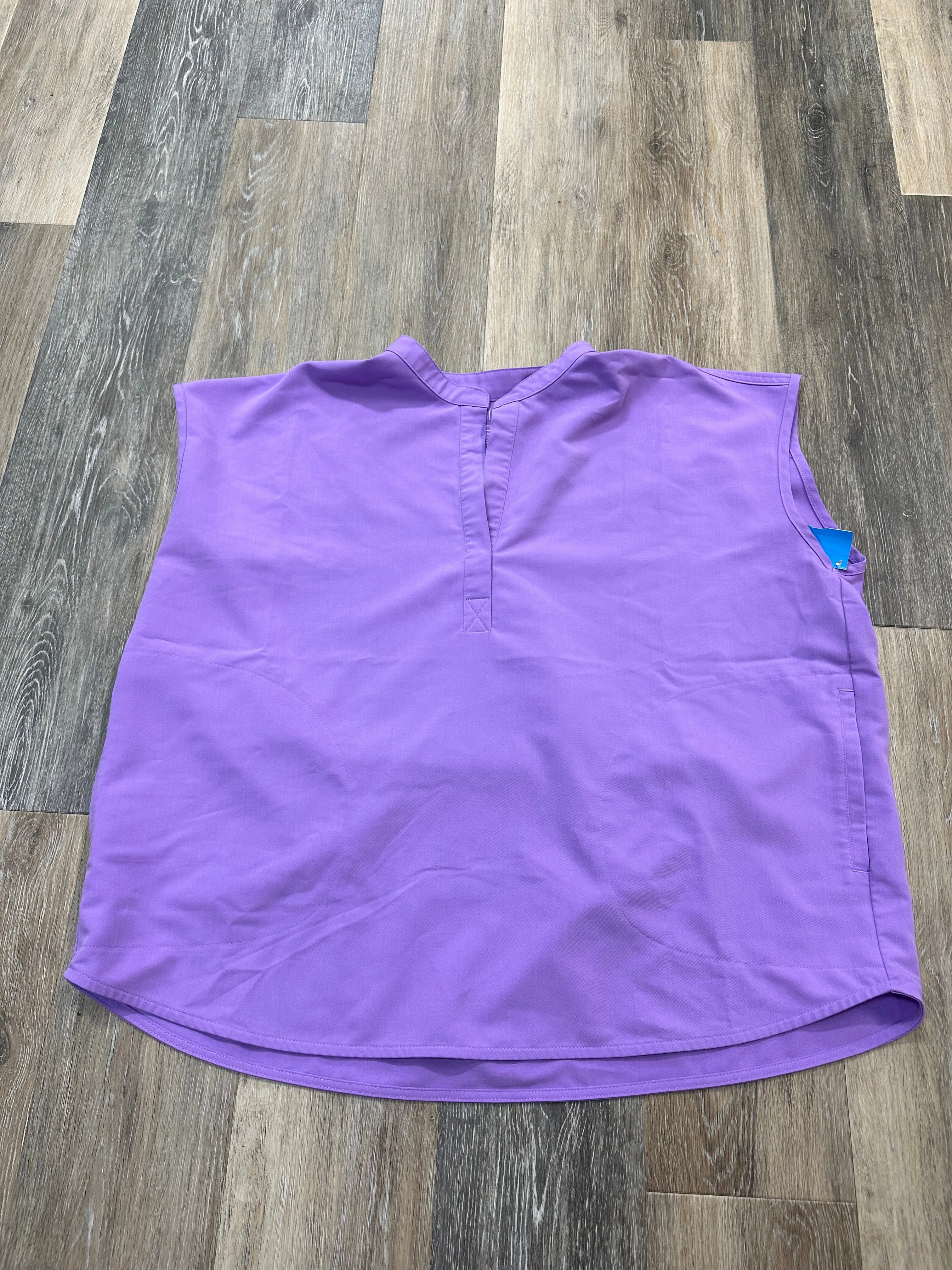 Tear Resistant Fiber Blend Scrub Short Sleeve By Figs In Purple, Size: Xl